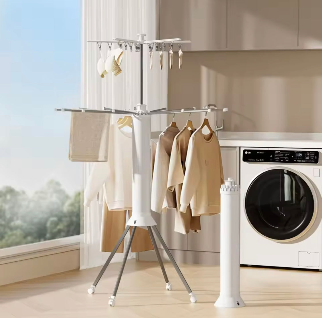 Octopus Portable Drying Rack, Foldable Clothes Drying Rack, Tripod Style Clothes Warmer, Rotating Washing Hanger Rack Octopus Portable Drying Rack, Foldable Clothes Drying Rack, Tripod Style Clothes Warmer, Rotating Washing Hanger Rack